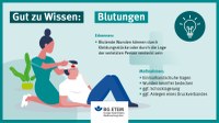 Bei starker Blutung kann es zu einem mehr oder weniger großen Blutverlust mit nachfolgendem Schock kommen. In unserer Grafik sind wichtige Tipps zur fachgerechten Ersten Hilfe bei Blutungen zu finden. Wichtig: Bei starken oder nicht stoppenden Blutungen sollte sofort der Rettungsdienst unter der Nummer 112 gerufen werden.