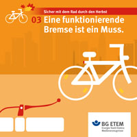 Eine funktionierende Bremsanlage ist ein Muss bei
jedem Fahrrad. Denn gerade die nasskalte
Witterung im Herbst und Winter kann die Wirkung
der Bremsen ordentlich beeinträchtigen. Sind die
Bremsbeläge abgetragen, dann ist auch ein Austausch nötig. Und falls ihr euch nicht damit auskennt, einfach den Fachmann fragen.
