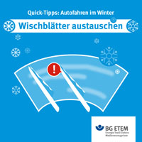 Hinterlassen die Scheibenwischer Schlieren auf dem
Glas, solltet ihr sie austauschen. Achtung: Denkt
daran, Frostschutzmittel in die
Scheibenwaschanlage zu füllen.